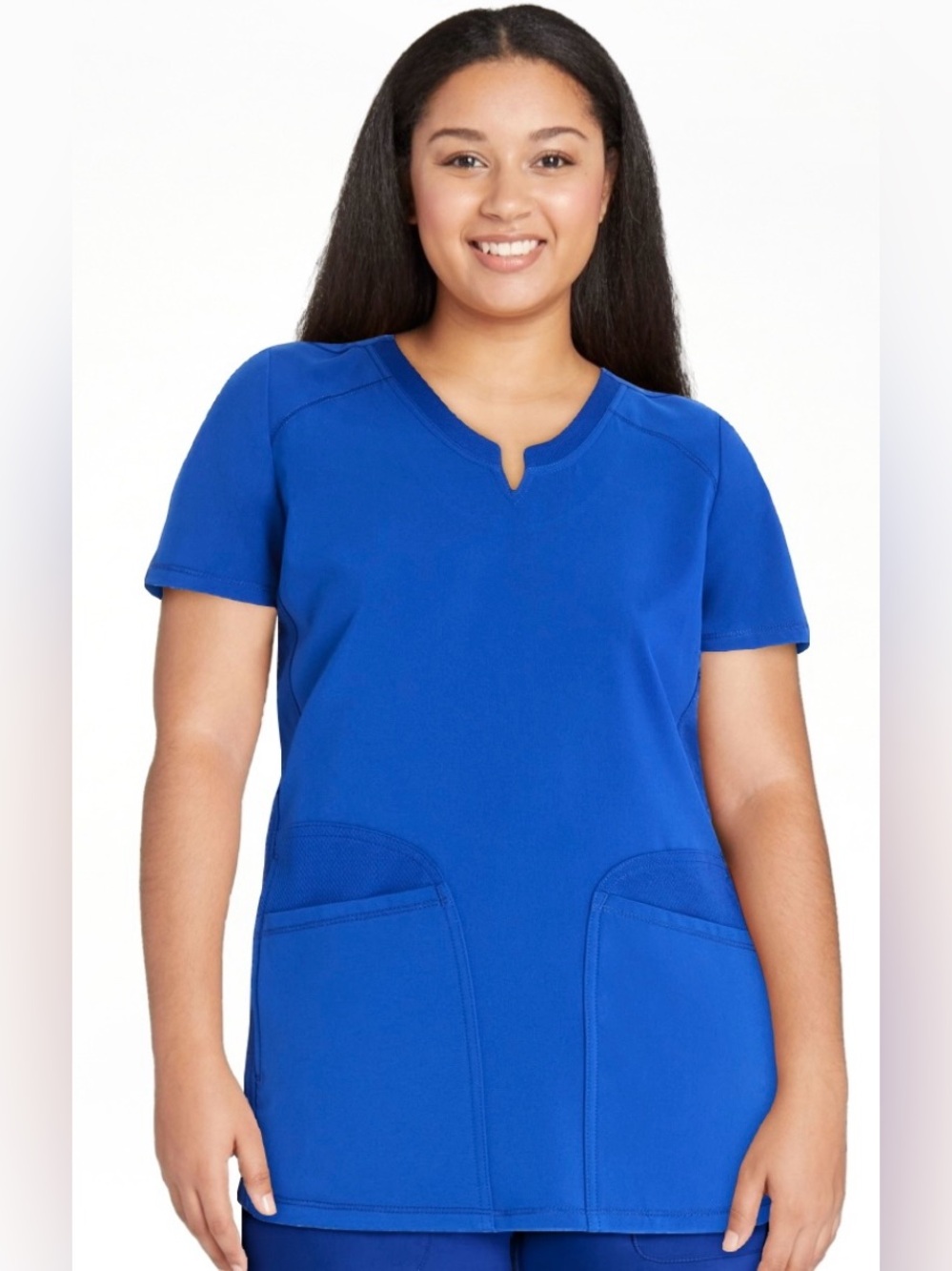 NWT Scrubstar Electric Blue Notch-Neck Short Sleeve Top